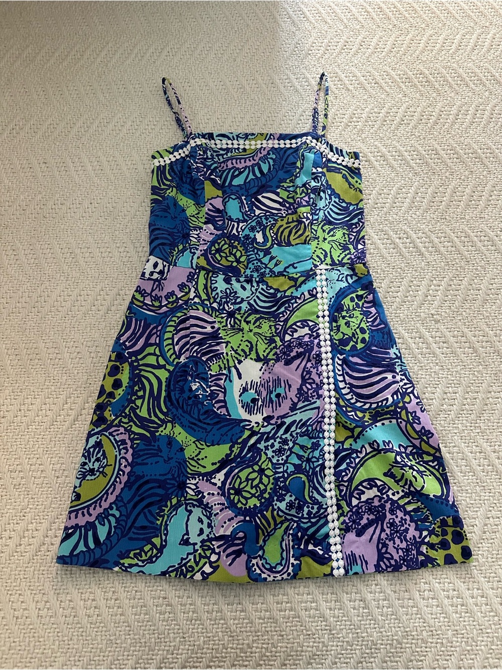 Lilly Pulitzer Blue Green Purple Pink Printed Sundress Romper